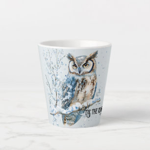 Winter-Schneeflocken Blaue Eule Weihnachten Schnee Milchtasse