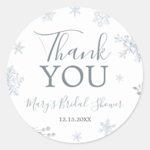 Winter-Schneeflocken-Braut-Thank-You Runder Aufkleber