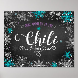 Winter-Schneeflocken-Chili-Bar-Party-Tischschild Poster