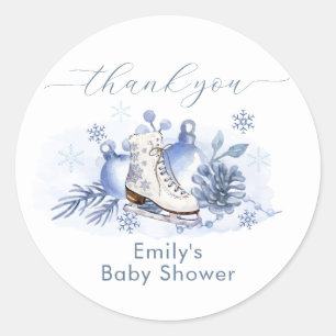 Winter-Schneeflocken-Eislauf-Baby-Party Runder Aufkleber