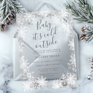 Winter-Schneeflocken-Frosted-Baby-Party Acryleinladungen