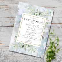 Winter-Schneeflocken-Grün-Babyparty | Sprinkle