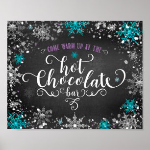 Winter-Schneeflocken Heiße Schokolade Bar Tisch Sc Poster