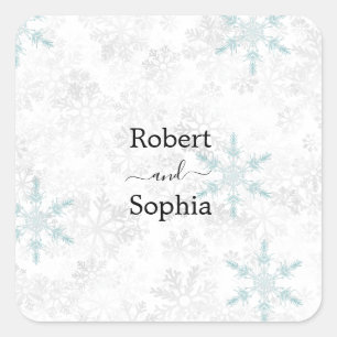 Winter-Schneeflocken-Hochzeit Quadratischer Aufkleber