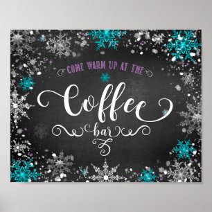 Winter-Schneeflocken-Kaffee-Bar-Party-Tischschild Poster