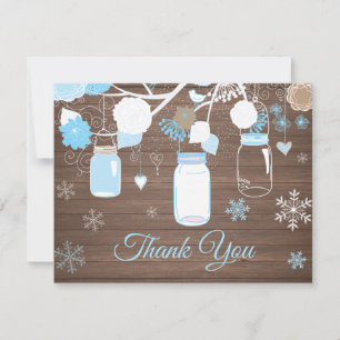 Winter-Schneeflocken-Mason-Glas-Blau-Dankeschön-Ka Dankeskarte