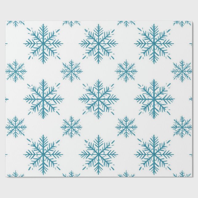 ❄️ Winter-Schneeflocken-Muster-Wrap Weihnachtsgesc Geschenkpapier (Flach)