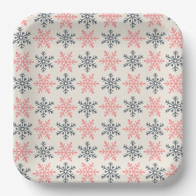 Winter-Schneeflocken-Papierteller Pappteller (Vorderseite)