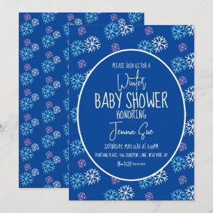 Winter-Schneeflocken Rosa Blau Baby Shower Einladung