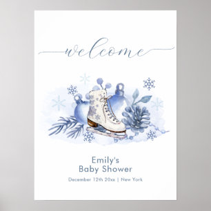 Winter-Schneeflocken-Schlittschuh-Baby-Shower-Will Poster