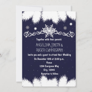 Winter-Schneeflocken & Tannenbaum-Hochzeitseinladu Einladung