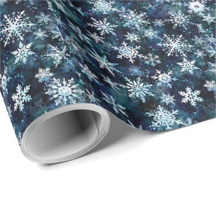 Winter-Schneeflocken Tiefblaue Magische Nacht Geschenkpapier