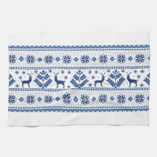 Winter-Schneeflocken Volkskunst-Ornamentmuster Geschirrtuch