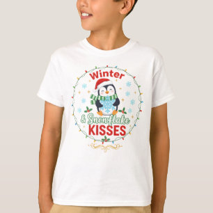 Winter & Schneekuss-Pinguin-Kinderbekleidung T-Shirt
