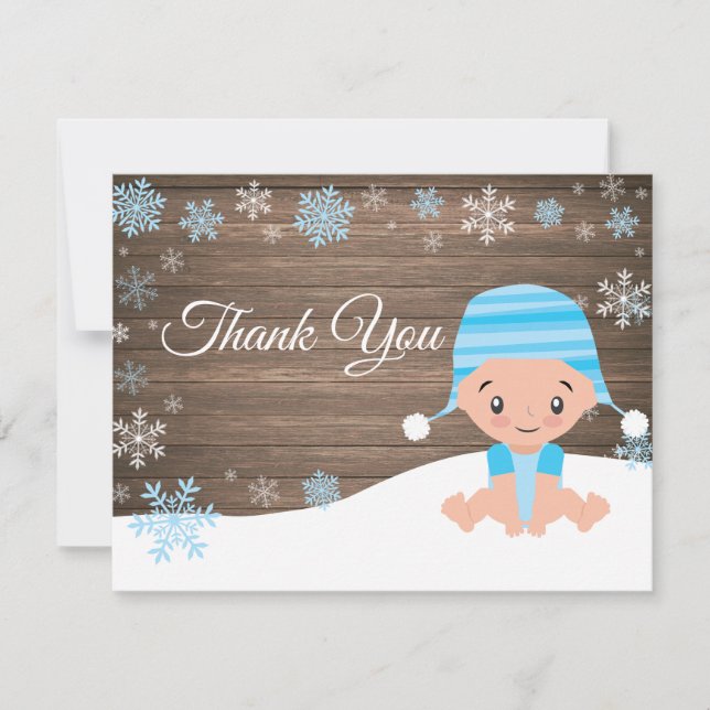 Winter-Schneemann-Blau dankt Ihnen zu kardieren Dankeskarte (Vorderseite)