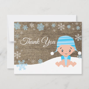 Winter-Schneemann Blaue Dankeskarten Dankeskarte