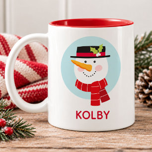 Winter-Schneemann-Gesicht Zweifarbig-Kaffeetasse Zweifarbige Tasse