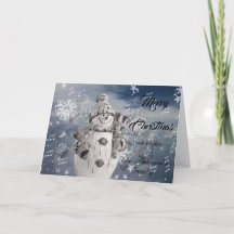 Winter Schneemann Grau Weiß Frohe Weihnachten gekl