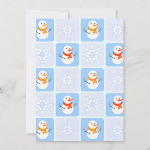 Winter Schneemann und Schneeflocken Ankündigung