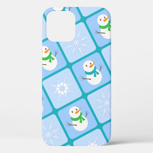 Winter Schneemann und Schneeflocken Case-Mate iPhone Hülle (Rückseite)