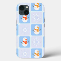 Winter Schneemann und Schneeflocken