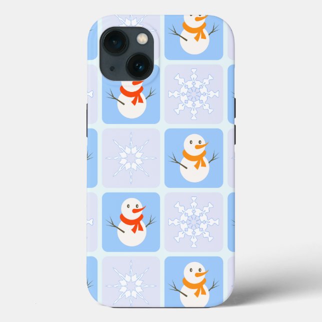 Winter Schneemann und Schneeflocken Case-Mate iPhone Hülle (Rückseite)