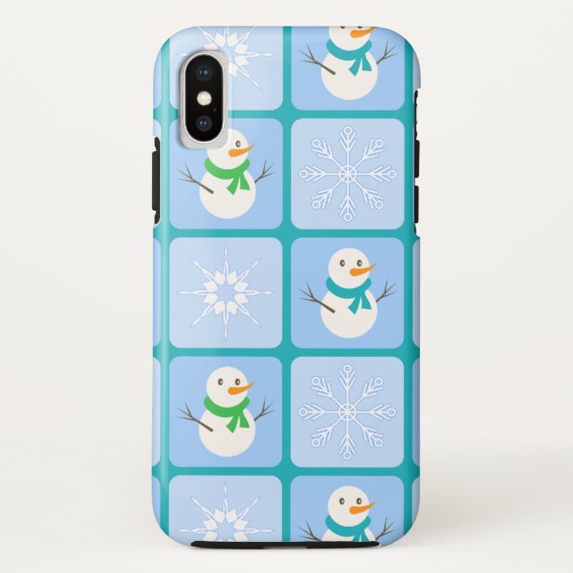 Winter Schneemann und Schneeflocken Case-Mate iPhone Hülle (Rückseite)