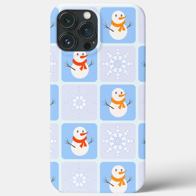 Winter Schneemann und Schneeflocken Case-Mate iPhone Hülle (Rückseite)