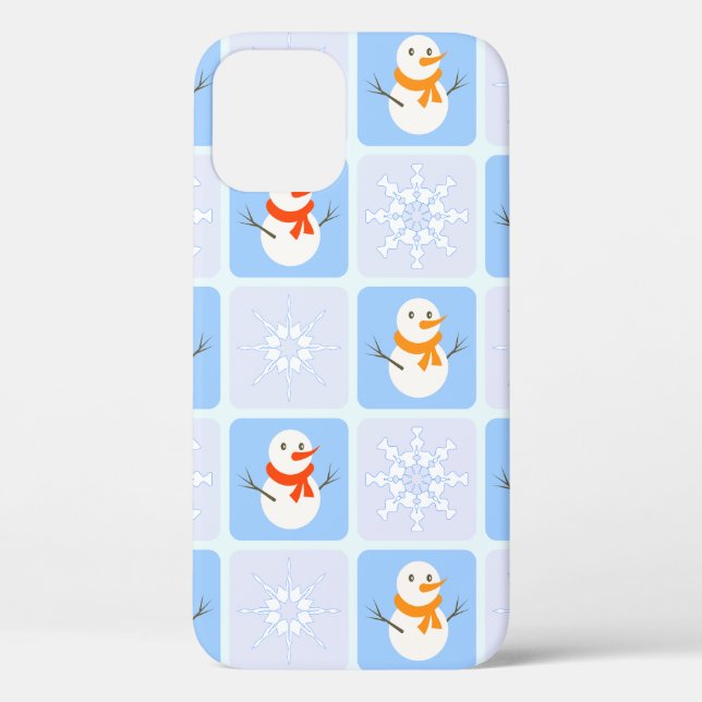 Winter Schneemann und Schneeflocken Case-Mate iPhone Hülle (Rückseite)