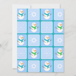 Winter Schneemann und Schneeflocken Feiertagskarte