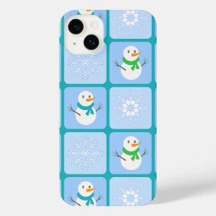 Winter Schneemann und Schneeflocken iPhone 14 Plus Hülle