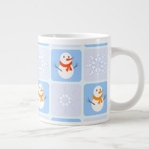Winter Schneemann und Schneeflocken Jumbo-Tasse