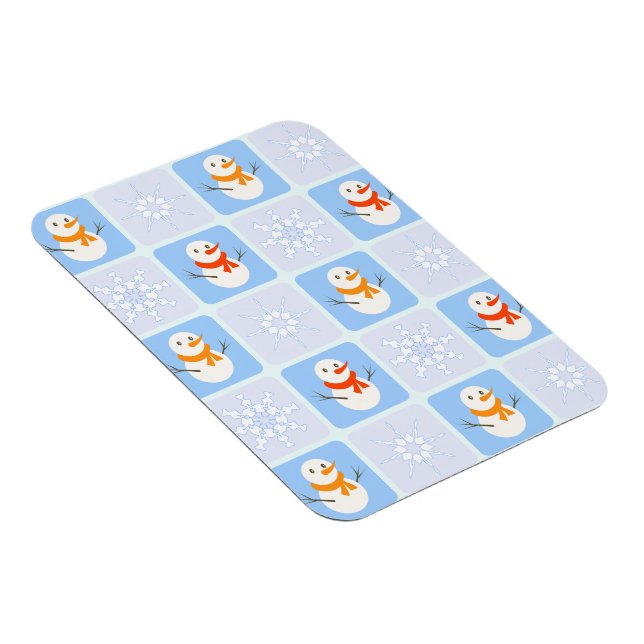Winter Schneemann und Schneeflocken Magnet (Rechte Seite)