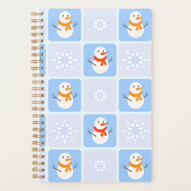 Winter Schneemann und Schneeflocken Planer (Vorderseite)