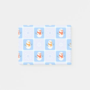 Winter Schneemann und Schneeflocken Post-it Klebezettel