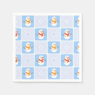 Winter Schneemann und Schneeflocken Serviette