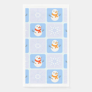 Winter Schneemann und Schneeflocken Serviette