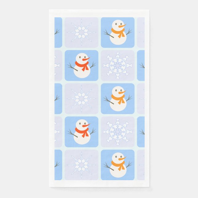 Winter Schneemann und Schneeflocken Serviette (Vorderseite)