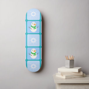 Winter Schneemann und Schneeflocken Skateboard