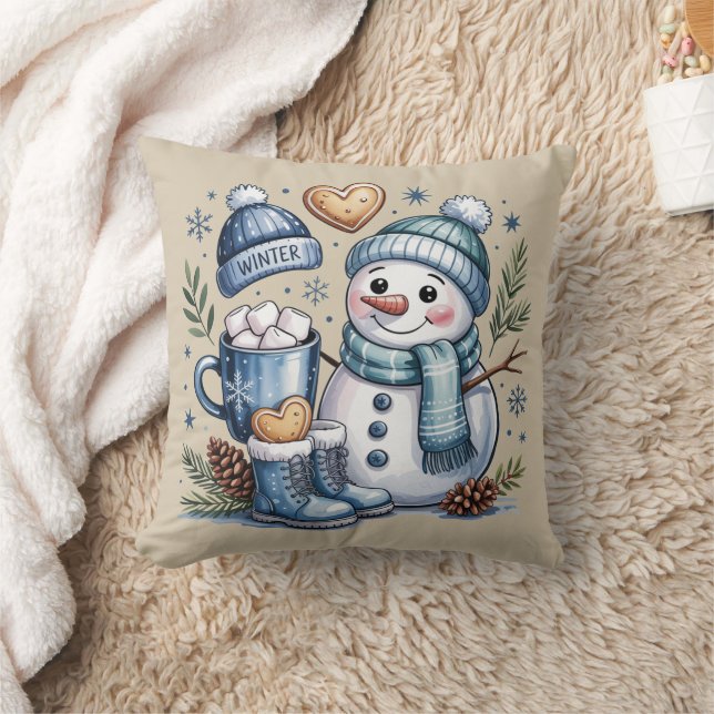 Winter-Schneemann-Wurfkissen Kissen (Decke)