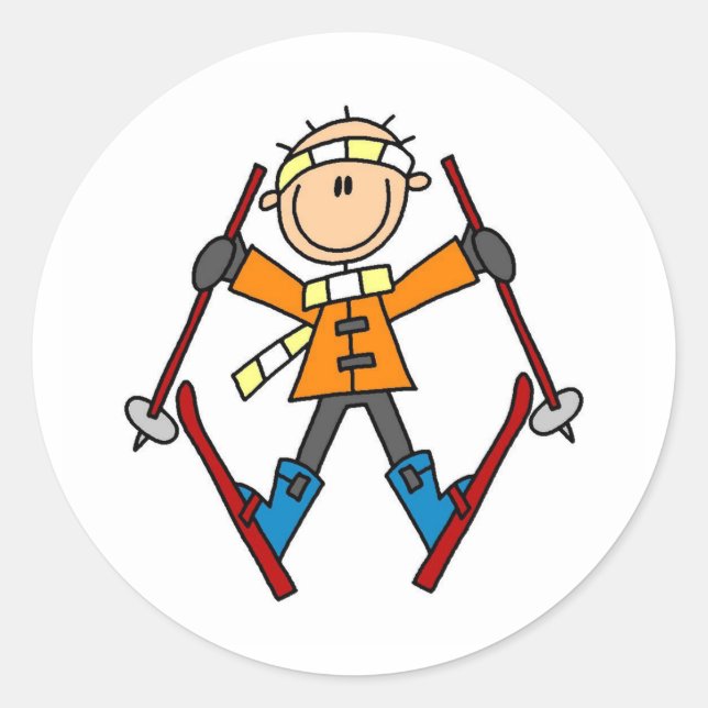 Winter-SchneeschSki Runder Aufkleber (Vorderseite)