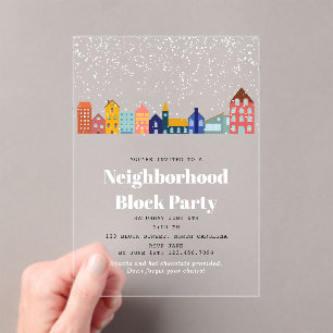 Winter-Schneeviertel-Blockparty Acryleinladungen