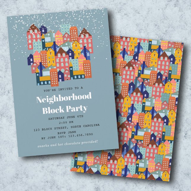 Winter-Schneeviertel-Blockparty Einladung (Winter Snow Neighborhood Block Party Invitation)