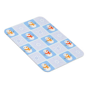 Winter-Schottenmuster-Schneemann und Schneeflocken Magnet