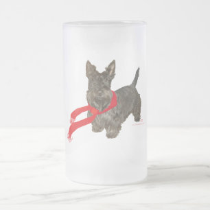 Winter-Scottie im Wam-Schal Mattglas Bierglas