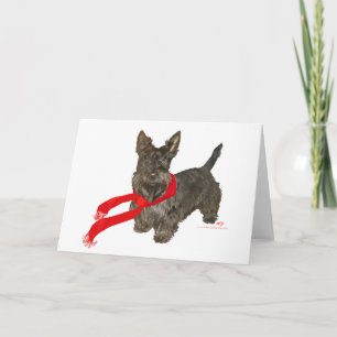 Winter-Scottie in Wam-Schal Feiertagskarte