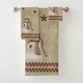 Winter Segeln Country Folkart Snow Couple Badhandtuch Set