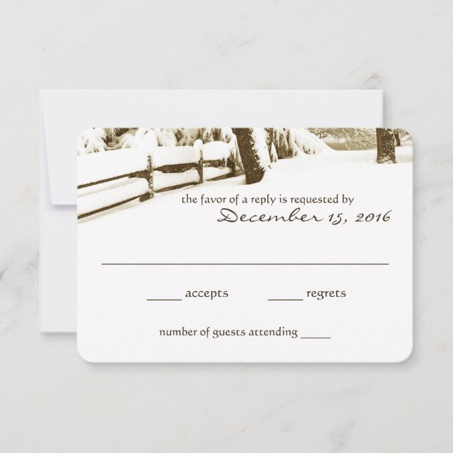 Winter Serenity Wedding Response Card RSVP Karte (Vorderseite)