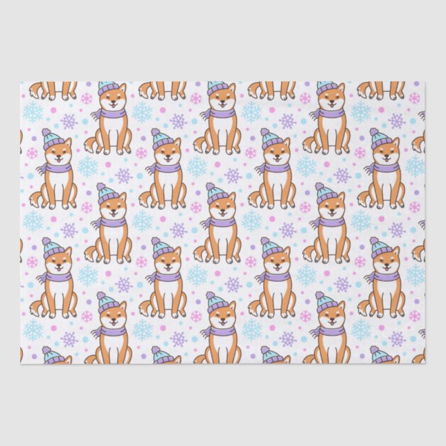 Winter Shiba Inu Weihnachten Seidenpapier (Vorderseite)