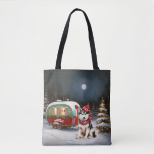 Winter-Sibirischer-Husky-Wagenkolonne-Weihnachtsab Tasche
